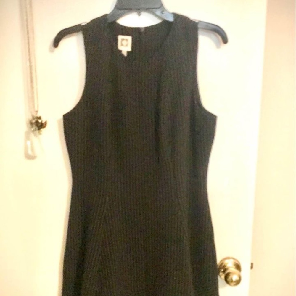 Ladies Dress- Anne Klein - Black w/white pin stripes, zipper back